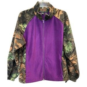 Trail Crest Womens  Camo Fleece Jacket Sz XL Purple Green